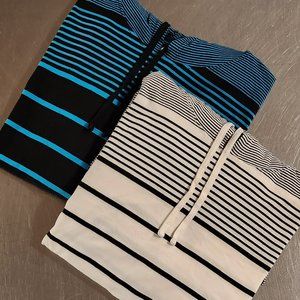 Two Amplify Men's Lightweight Striped Hoodies | White/Black & Teal/Black | XXL